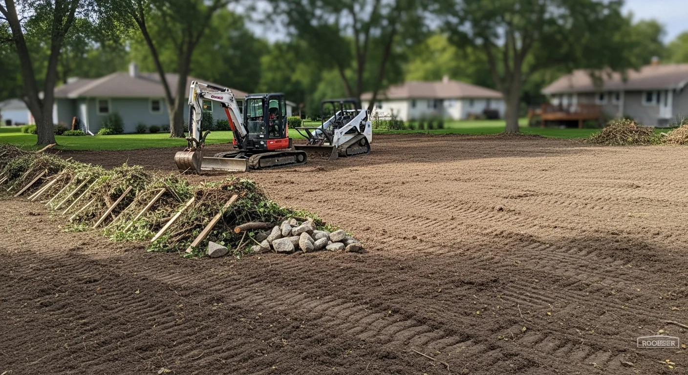 Cleared residential lot ready for landscaping in Rochester, Minnesota